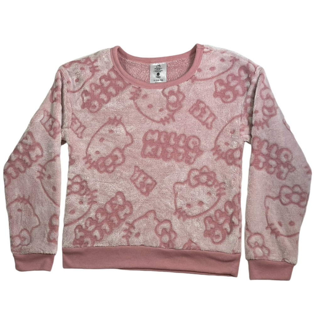 Hello Kitty Plush Sweatshirt by Sanrio - Pink - Girls Large 10-12